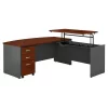 Bush Business Furniture Series C 72Wx36D 3 Position Bow Front Sit to Stand L Shaped Desk W/ Mobile File Cabnt, Cherry/Gry