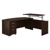 Bush Business Furniture Series C 72Wx36D 3 Position Bow Front Sit to Stand L Shaped Desk W/ Mobile File Cabinet, Mocha Cherry