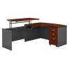 Bush Business Furniture Series C 60Wx43D LH 3 Position Sit to Stand L Shaped Desk W/ Mobile File Cabnt, Hansen Cherry/Gry