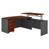 Bush Business Furniture Series C 60Wx43D RH 3 Position Sit to Stand L Shaped Desk W/ Mobile File Cabnt, Hansen Cherry/Gry