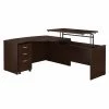 Bush Business Furniture Series C 60Wx43D RH 3 Position Sit to Stand L Shaped Desk W/ Mobile File Cabinet, Mocha Cherry