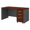 Bush Business Furniture Series C 60W x 30D Office Desk W/ 3 Drawer Mobile File Cabinet, Hansen Cherry