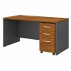 Bush Business Furniture Series C 60W x 30D Office Desk W/ 3 Drawer Mobile File Cabinet, Natural Cherry