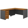 Bush Business Furniture Series C 60W L Shaped Desk W/ 3 Drawer Mobile File Cabinet, Natural Cherry