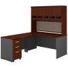 Bush Business Furniture Series C 60W L Shaped Desk W/ Hutch and Mobile File Cabinet, Hansen Cherry
