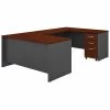 Bush Business Furniture Series C 60W U Shaped Desk W/ 3 Drawer Mobile File Cabinet, Hansen Cherry