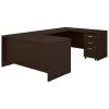 Bush Business Furniture Series C 60W U Shaped Desk W/ 3 Drawer Mobile File Cabinet, Mocha Cherry