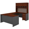 Bush Business Furniture Series C 60W U Shaped Desk W/ Hutch and Mobile File Cabinet, Hansen Cherry