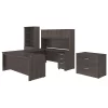 Bush Business Furniture Studio C 72W x 36D U Shaped Desk W/ Hutch, Bookcase and File Cabinets, Storm Gray