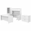 Bush Business Furniture Studio C 72W x 36D U Shaped Desk W/ Hutch, Bookcase and File Cabinets, White