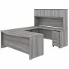 Bush Business Furniture Studio C 72W x 36D U Shaped Desk W/ Hutch and Mobile File Cabinet, Platinum Gray