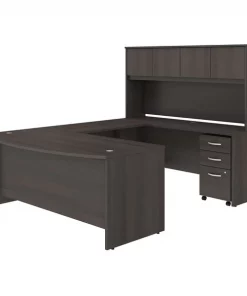 Bush Business Furniture Studio C 72W x 36D U Shaped Desk W/ Hutch and Mobile File Cabinet, Storm Gray