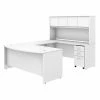 Bush Business Furniture Studio C 72W x 36D U Shaped Desk W/ Hutch and Mobile File Cabinet, White