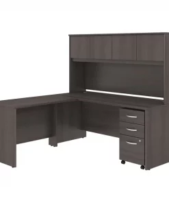 Bush Business Furniture Studio C 72W x 30D L Shaped Desk W/ Hutch, Mobile File Cabinet and 42W Return, Storm Gray