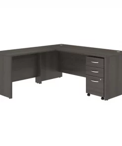 Bush Business Furniture Studio C 72W x 30D L Shaped Desk W/ Mobile File Cabinet and 42W Return, Storm Gray