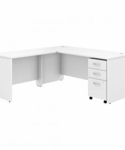 Bush Business Furniture Studio C 72W x 30D L Shaped Desk W/ Mobile File Cabinet and 42W Return, White