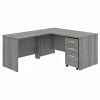 Bush Business Furniture Studio C 60W x 30D L Shaped Desk W/ Mobile File Cabinet and 42W Return, Platinum Gray