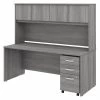 Bush Business Furniture Studio C 72W x 30D Office Desk W/ Hutch and Mobile File Cabinet, Platinum Gray