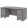 Bush Business Furniture Studio C 72W x 36D Bow Front Desk W/ Mobile File Cabinets, Platinum Gray