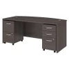 Bush Business Furniture Studio C 72W x 36D Bow Front Desk W/ Mobile File Cabinets, Storm Gray