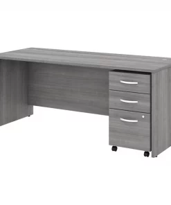 Bush Business Furniture Studio C 72W x 30D Office Desk W/ Mobile File Cabinet in Platinum Gray