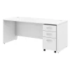 Bush Business Furniture Studio C 72W x 30D Office Desk W/ Mobile File Cabinet in White