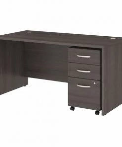 Bush Business Furniture Studio C 60W x 30D Office Desk W/ Mobile File Cabinet in Storm Gray