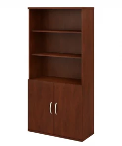 Bush Business Furniture Studio C 5 Shelf Bookcase W/ Doors in Hansen Cherry