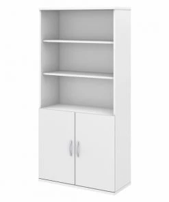 Bush Business Furniture Studio C 5 Shelf Bookcase W/ Doors in White