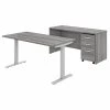 Bush Business Furniture Studio C 60W x 30D Adjstbl Stand Desk, Credenza and Mobile File Cabinet, Platinum Gray