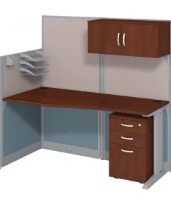 Bush Business Furniture Office, an Hour 65W x 33D Cubicle Workstation W/ Storage, Hansen Cherry
