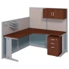 Bush Business Furniture Office, an Hour 65W x 65D L Shaped Cubicle Workstation W/ Storage, Hansen Cherry