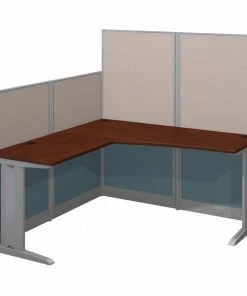Bush Business Furniture Office, an Hour 65W x 65D L Shaped Cubicle Workstation, Hansen Cherry