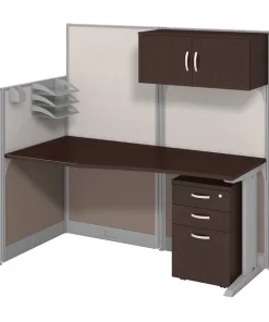 Bush Business Furniture Office, an Hour 65W x 33D Cubicle Workstation W/ Storage, Mocha Cherry