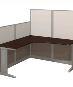 Bush Business Furniture Office, an Hour 65W x 65D L Shaped Cubicle Workstation, Mocha Cherry