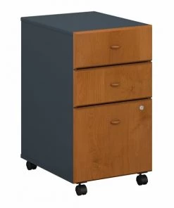 Bush Business Furniture Series A 3 Drawer Mobile File Cabinet in Natural Cherry and Slate