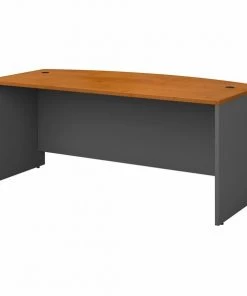 Bush Business Furniture Series C 72W x 36D Bow Front Desk in Natural Cherry