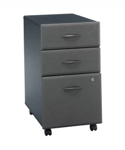 Bush Business Furniture Series A 3 Drawer Mobile File Cabinet in Slate and White Spectrum