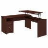 Bush Furniture Cabot 60W 3 Position L Shaped Sit to Stand Desk in Harvest Cherry