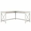 Bush Furniture Key West 60W L Shaped Desk in Linen White Oak