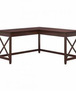 Bush Furniture Key West 60W L Shaped Desk in Bing Cherry