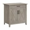 Bush Furniture Key West Secretary Desk W/ Keyboard Tray and Storage Cabinet, Washed Gray