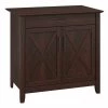 Bush Furniture Key West Secretary Desk W/ Keyboard Tray and Storage Cabinet, Bing Cherry