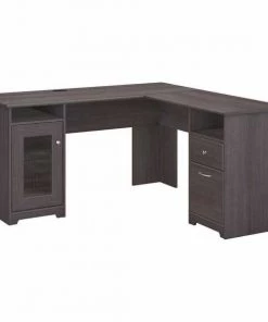 Bush Furniture Cabot 60W L Shaped Computer Desk in Heather Gray