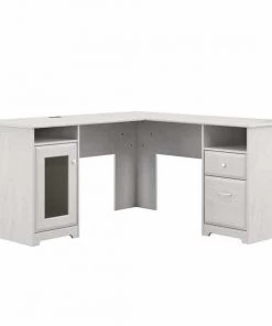 Bush Furniture Cabot 60W L Shaped Computer Desk in Linen White Oak