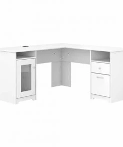 Bush Furniture Cabot 60W L Shaped Computer Desk in White