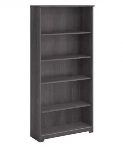 Bush Furniture Cabot Tall 5 Shelf Bookcase in Heather Gray