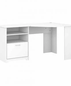 Bush Furniture Cabot 60W Corner Desk W/ Storage in White