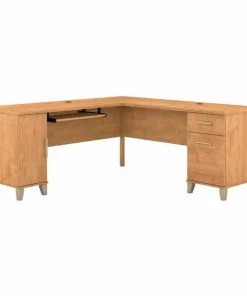 Bush Furniture Somerset 72W L Shaped Desk W/ Storage in Maple Cross