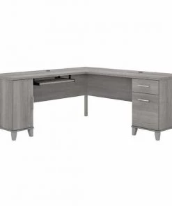 Bush Furniture Somerset 72W L Shaped Desk W/ Storage in Platinum Gray